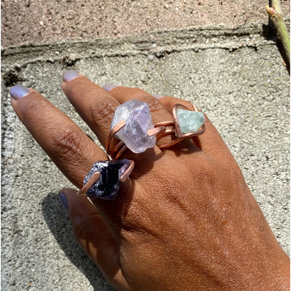 Soft Purple Fluorite Copper Ring